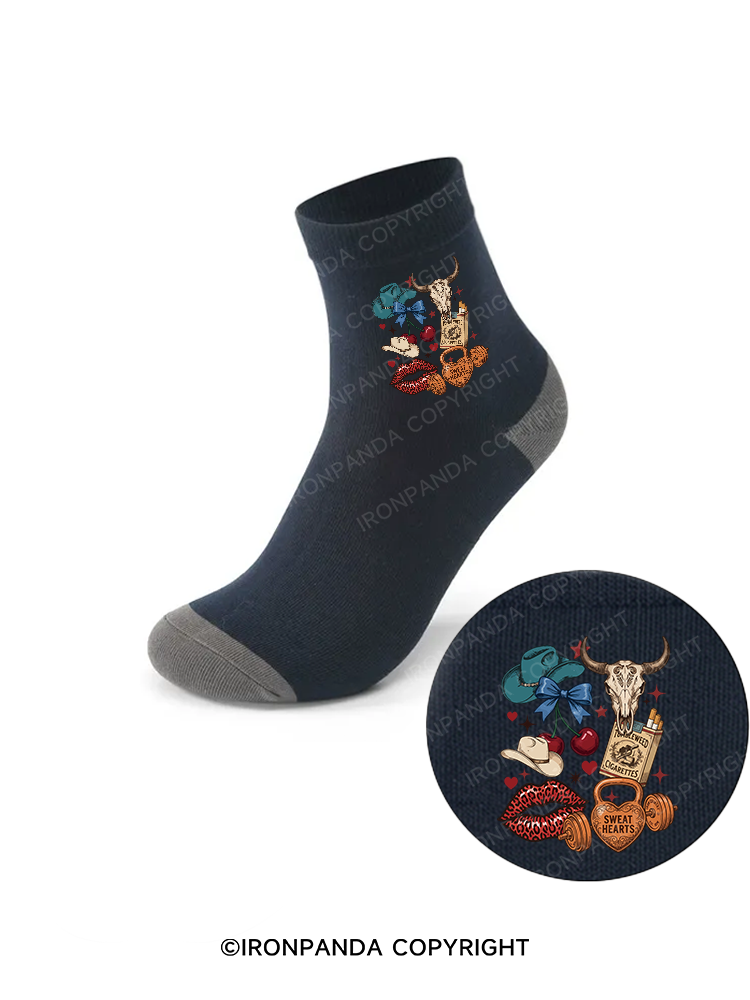 Sweat Hearts Western Gym Crew Socks