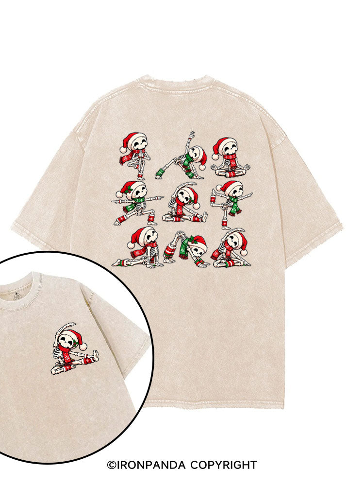 Yoga Skeleton Santa Hat Yogi printed Gym Shirt