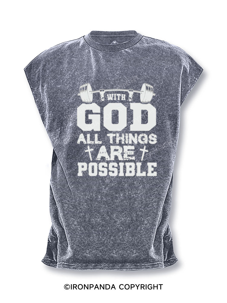 With God all things are possible Cut Off Tank