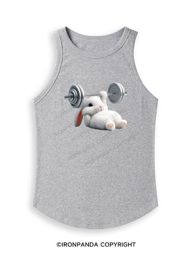 RABBIT ONE-ARM BENCH PRESS Fitted Tank Top