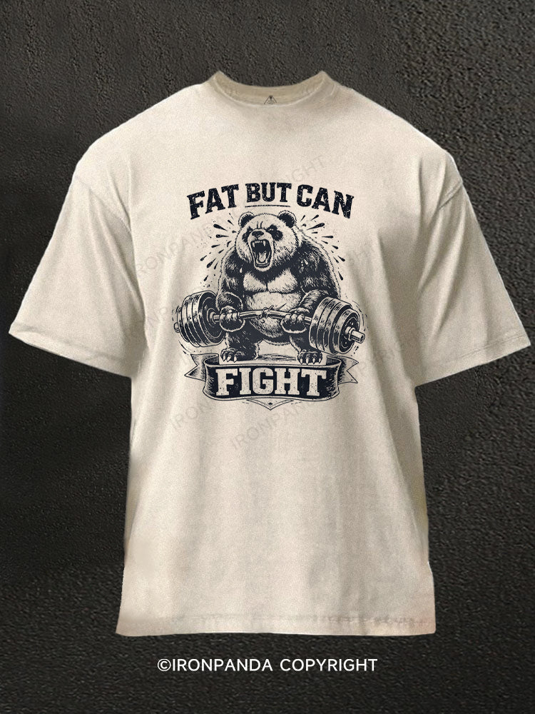 Fat But Can Fight Panda Washed Gym Shirt