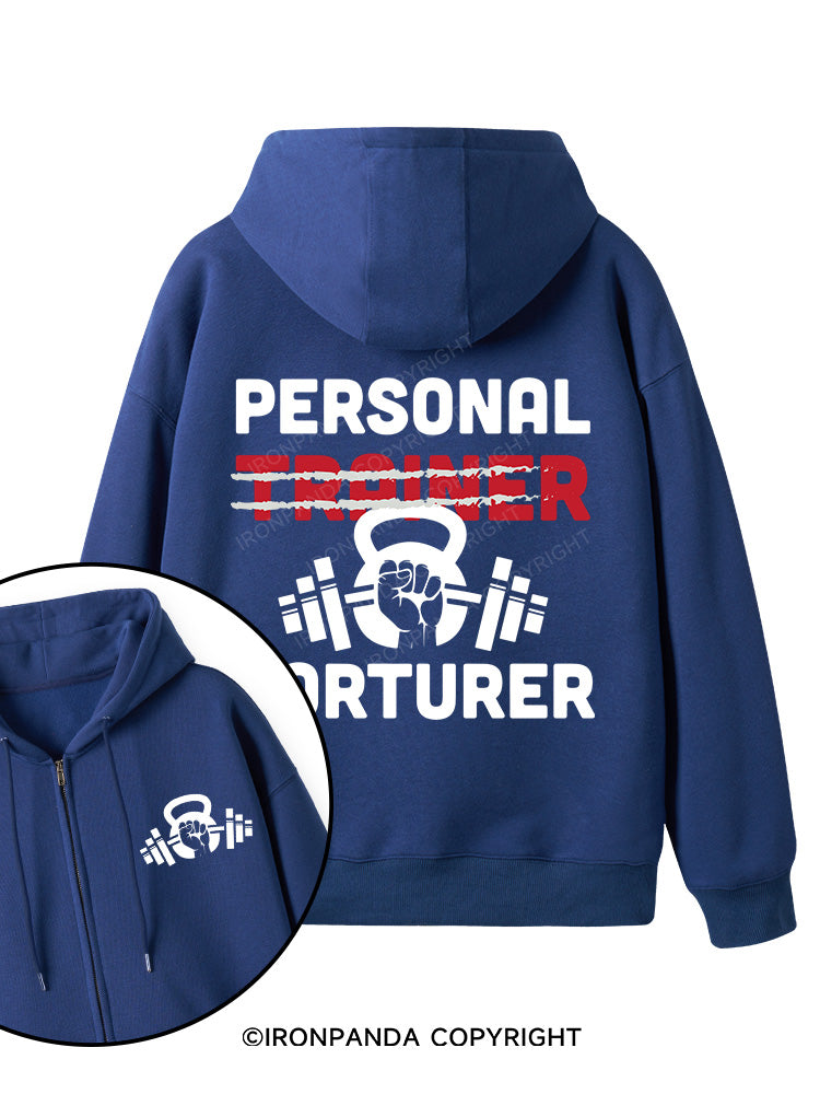 Personal Trainer torturer Double-Sided Printed Fleece Zip Up Hoodie