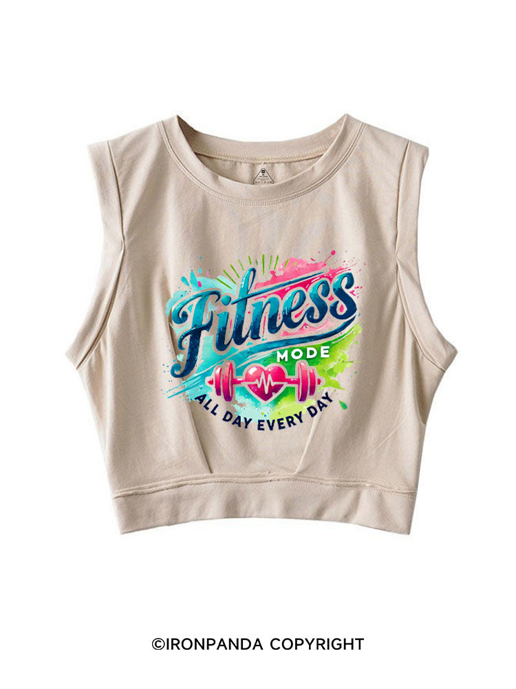FITNESS MODE ALL DAY EVERY DAY SLEEVELESS CROP TOPS