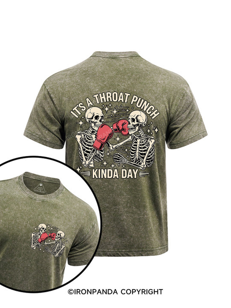 It's A Throat Punch Kinda Day Printed Washed Gym Shirt