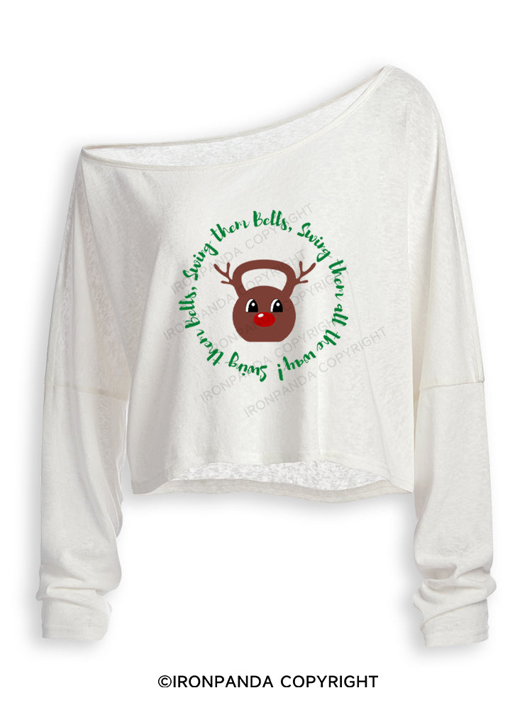 SWING THEM BELLS, SWING THEM BELLS, SWING THEM ALL THE WAY! Off Shoulder Long Sleeve Crop Top