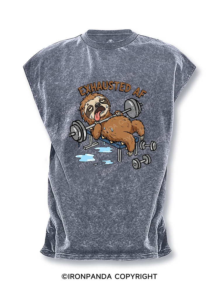 Exhausted Sloth Workout Cut Off Tank