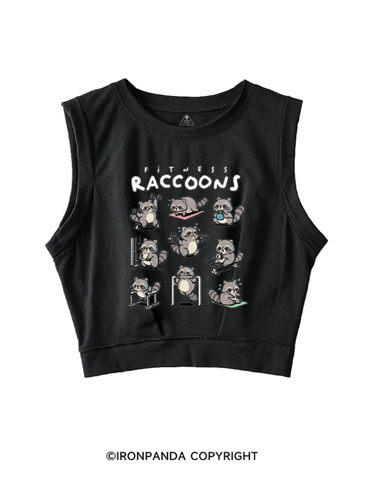 FITNESS RACCOONS SLEEVELESS CROP TOPS