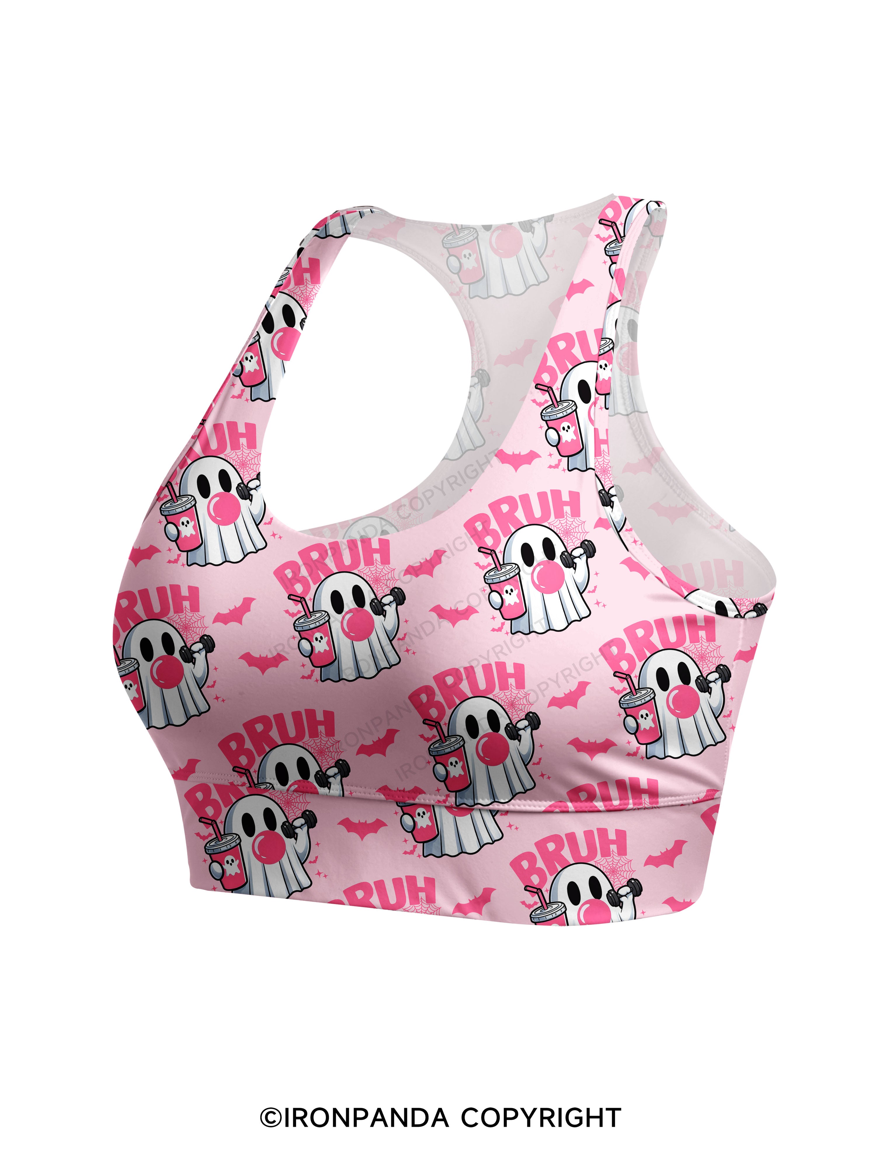 Bruh Ghost Workout Racerback Sports Bra