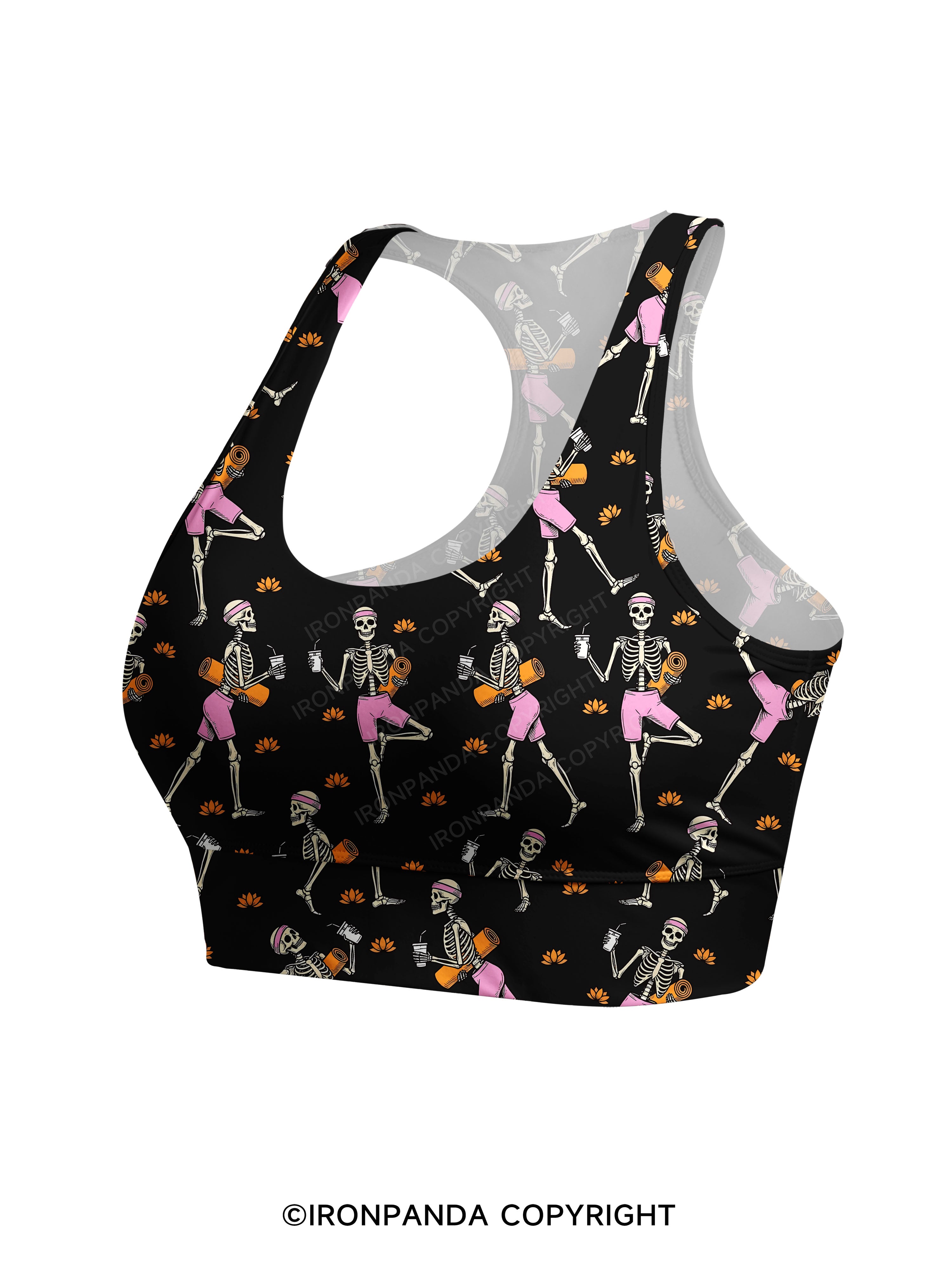 SKELETON YOGA FITNESS Racerback Sports Bra