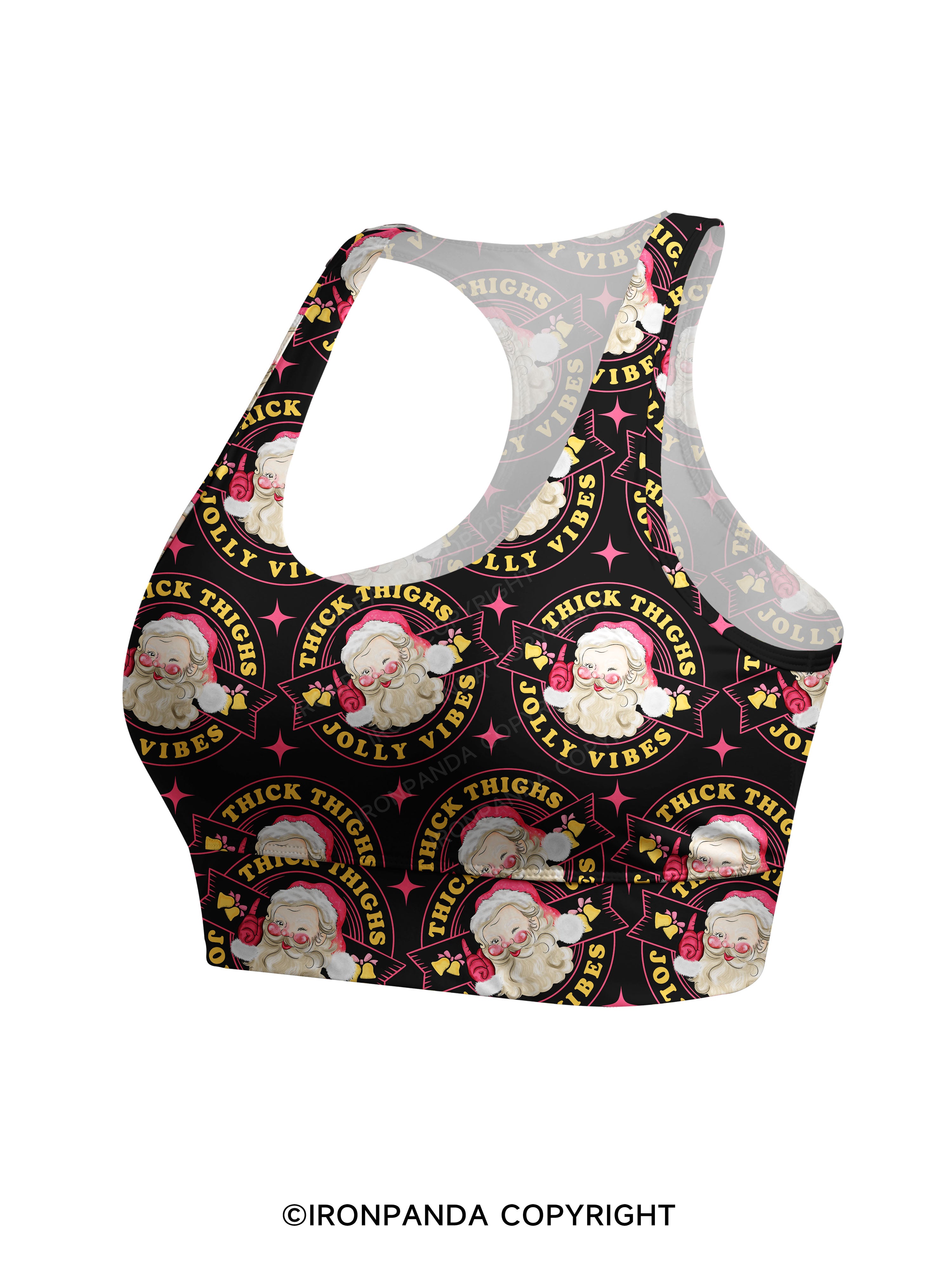THICK THIGHS JOLLY VIBES Racerback Sports Bra