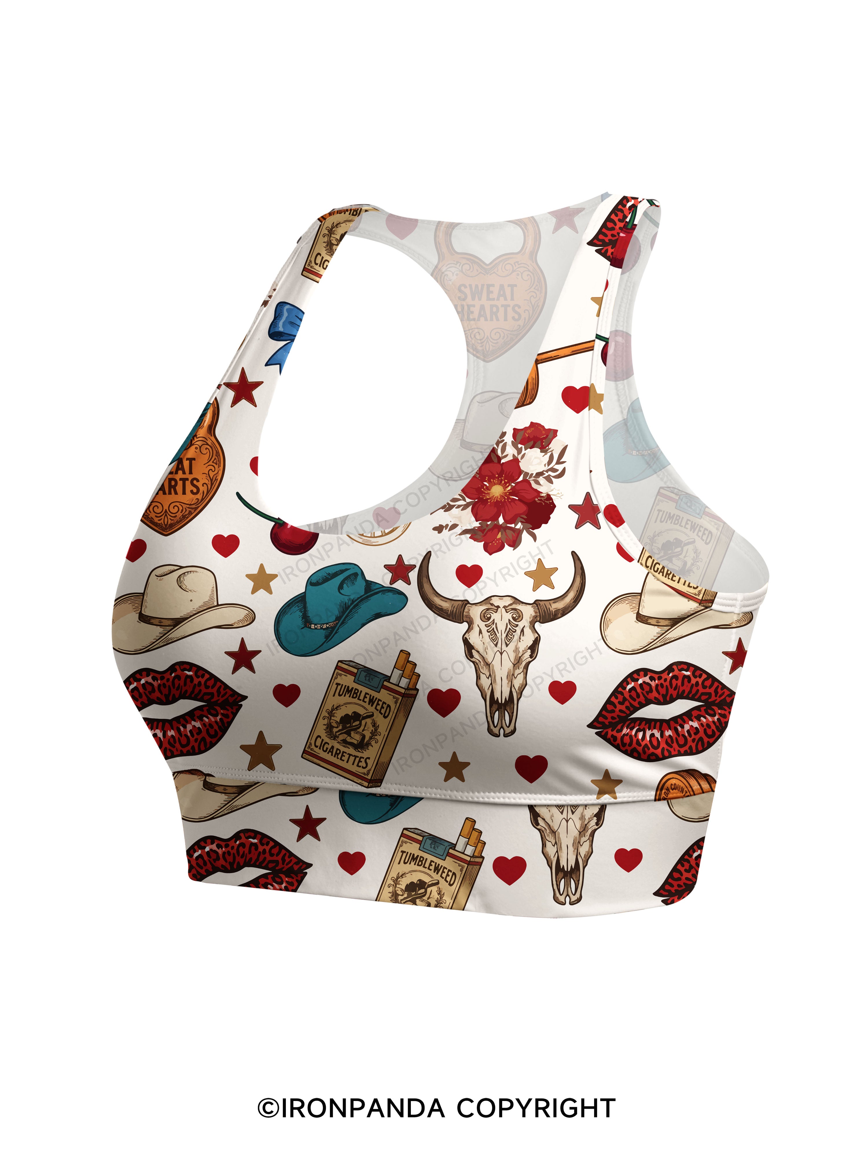 Sweat Hearts Western Gym Racerback Sports Bra