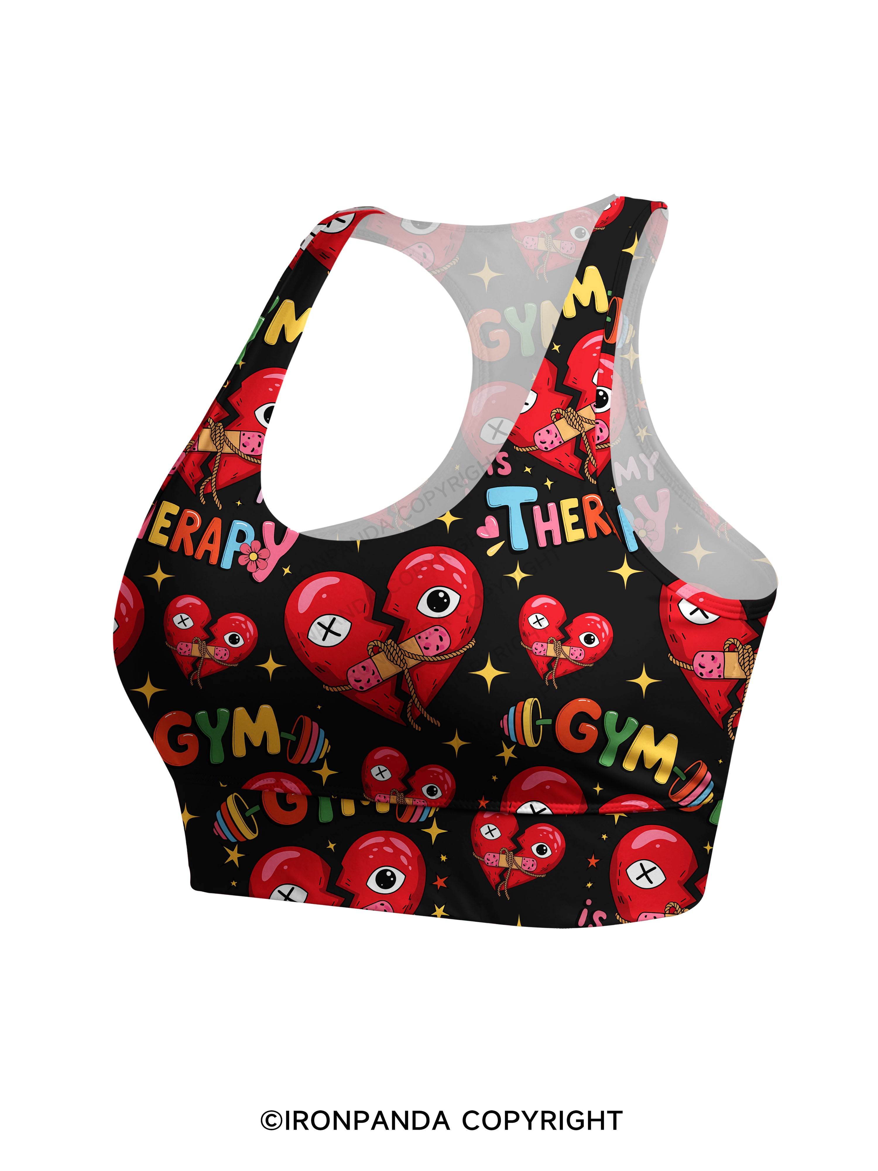 GYM IS MY THERAPY Racerback Sports Bra