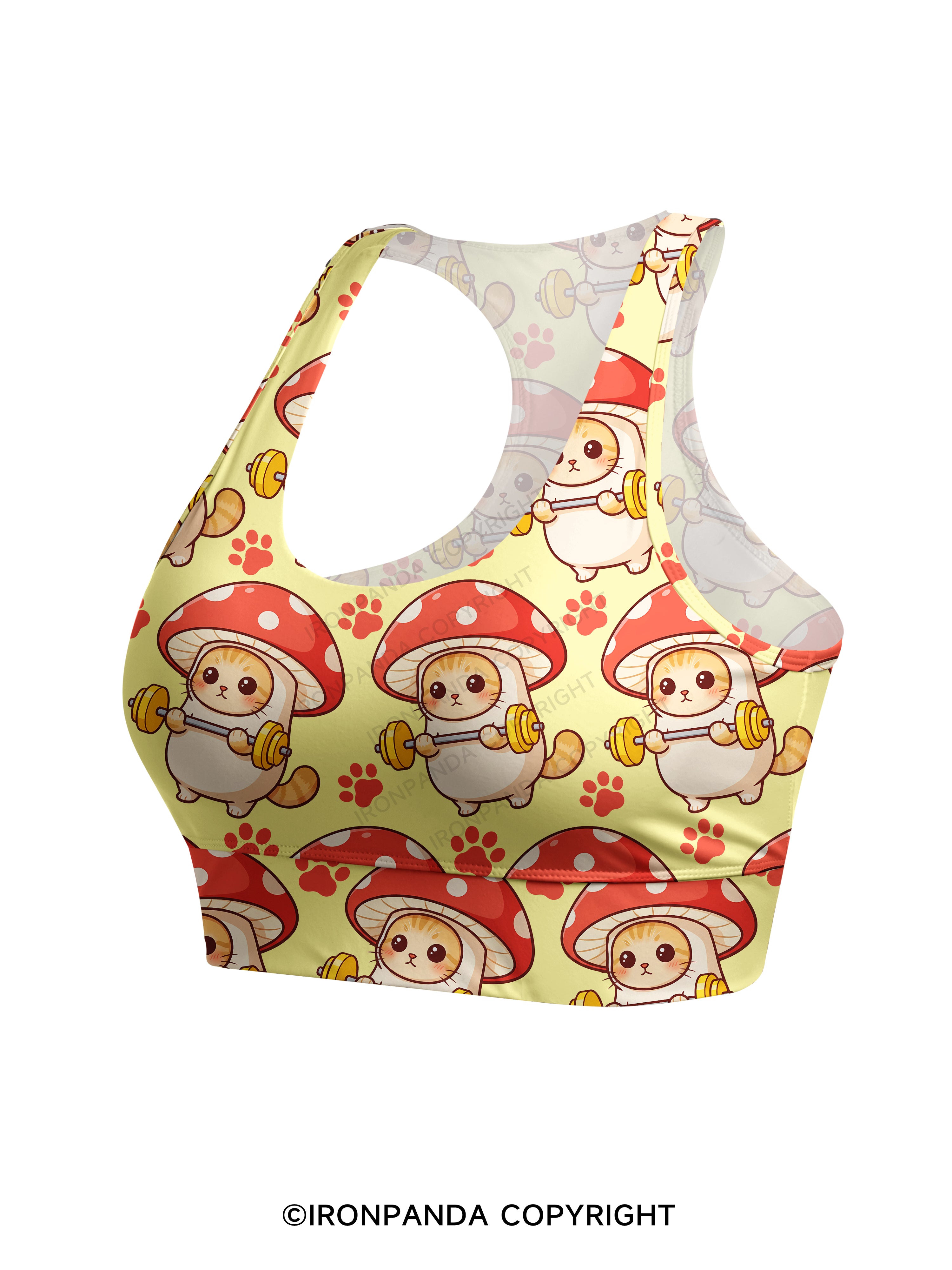 Shroomy Buff Cat Racerback Sports Bra