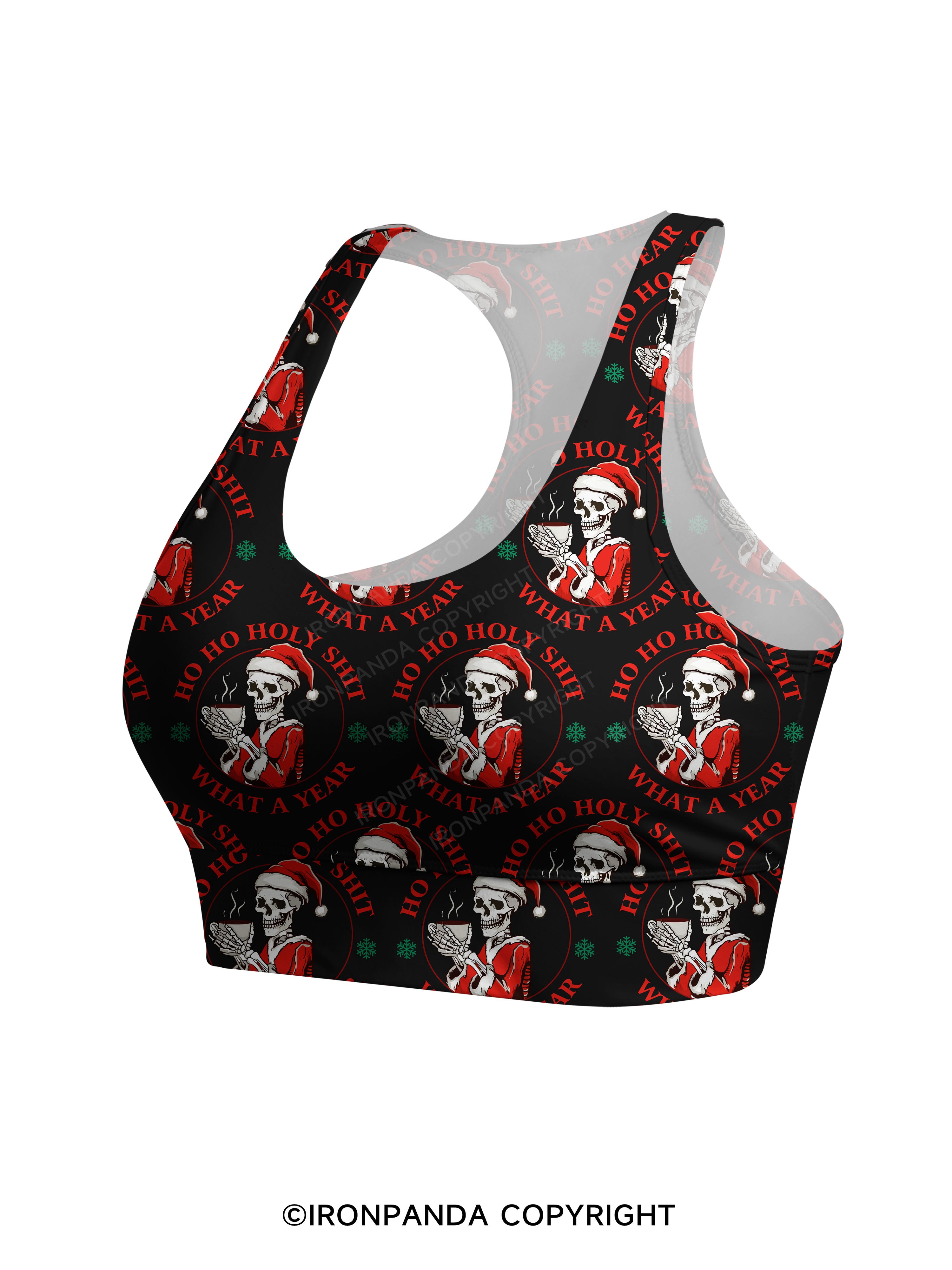 HOHOHO HOLLY SHIT WHAT A YEAR Racerback Sports Bra