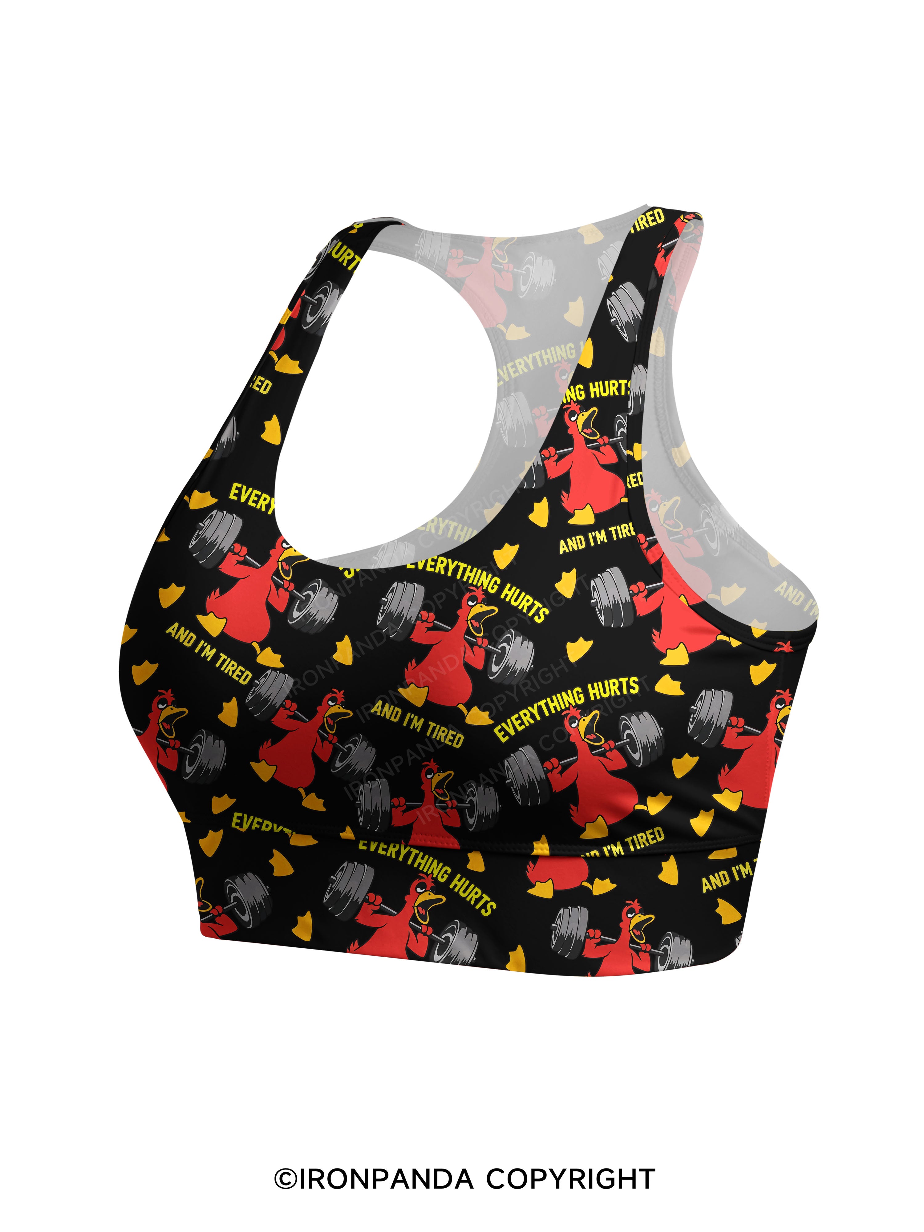 Everthing Hurts And I'm Tired Weightlifting Duck Racerback Sports Bra