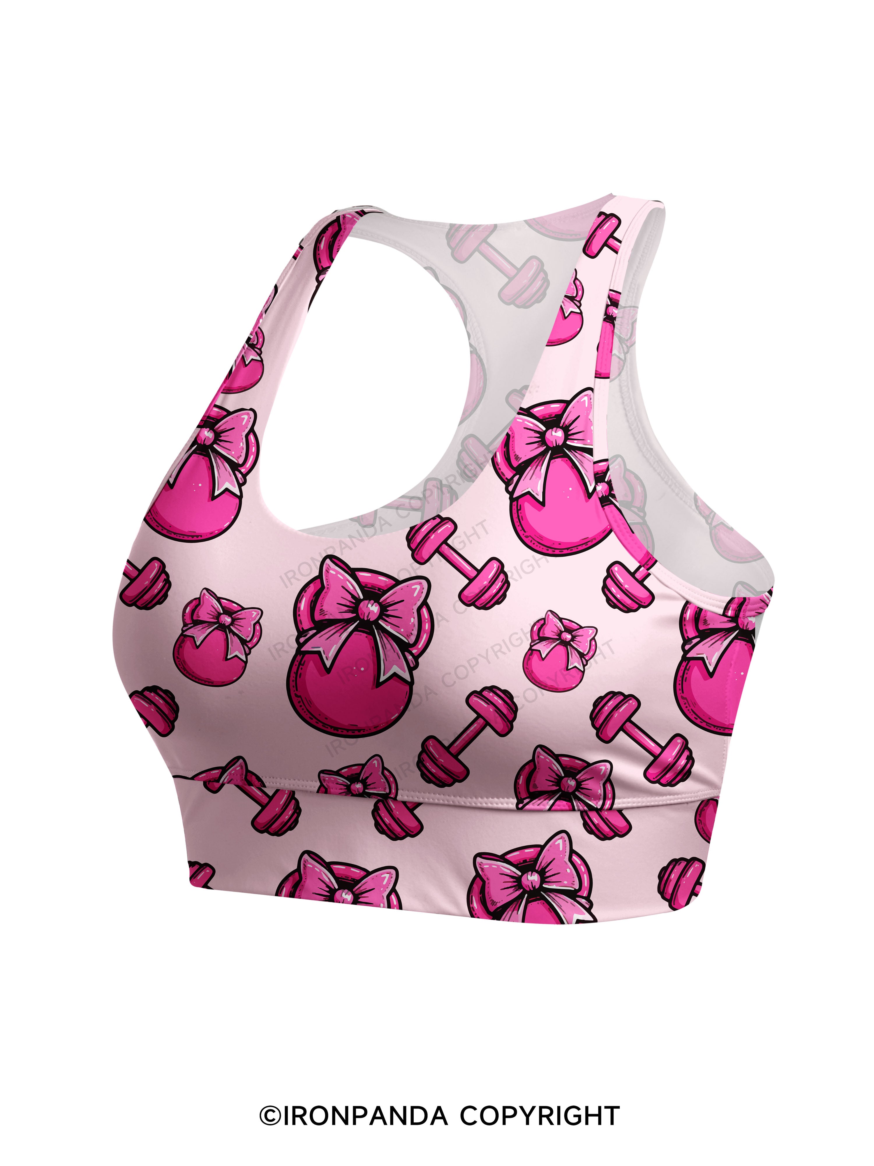 Pink Bow Gym Racerback Sports Bra