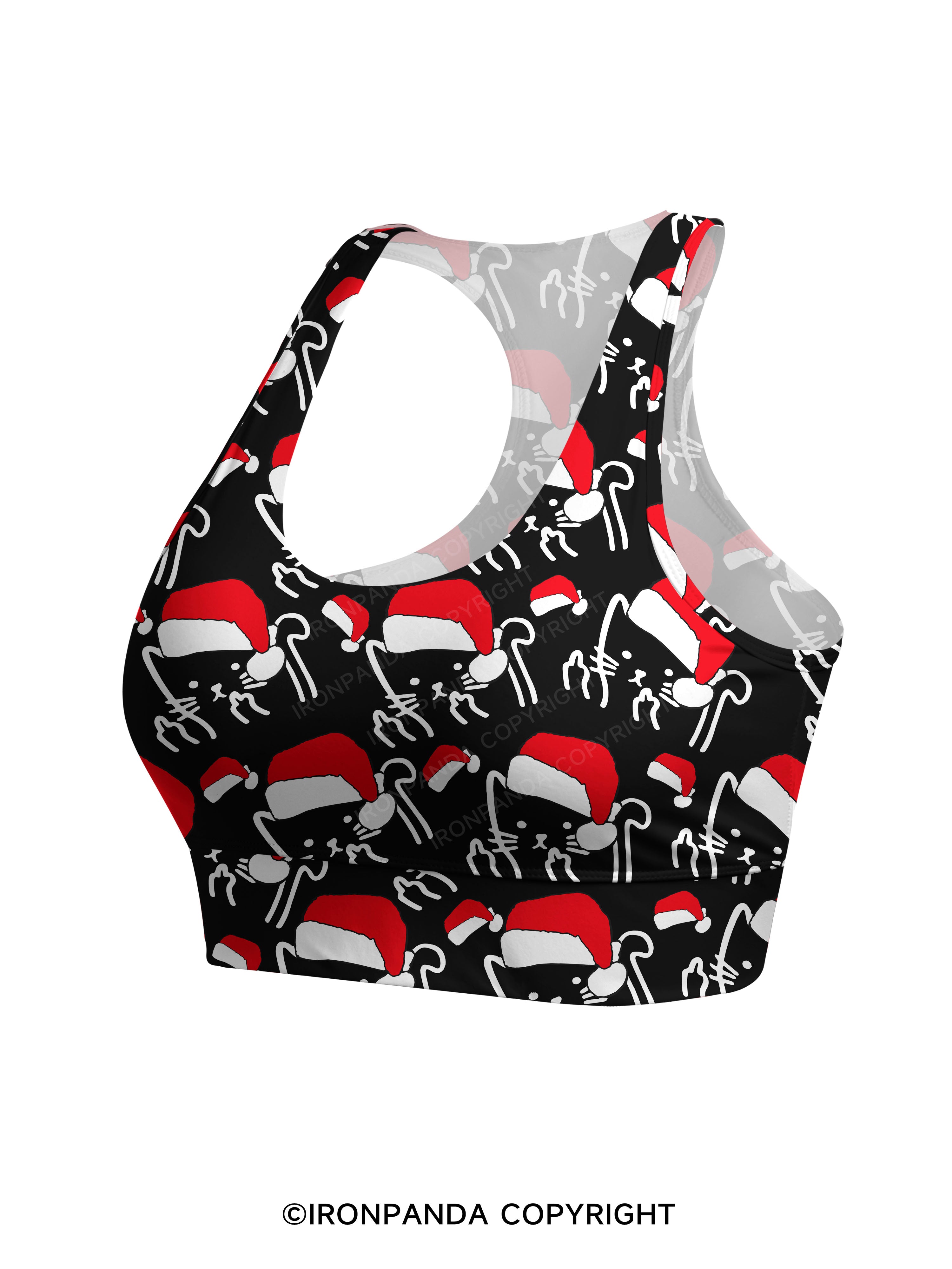MEOWY CHRISTMAS MOTHER FLUFFER Racerback Sports Bra