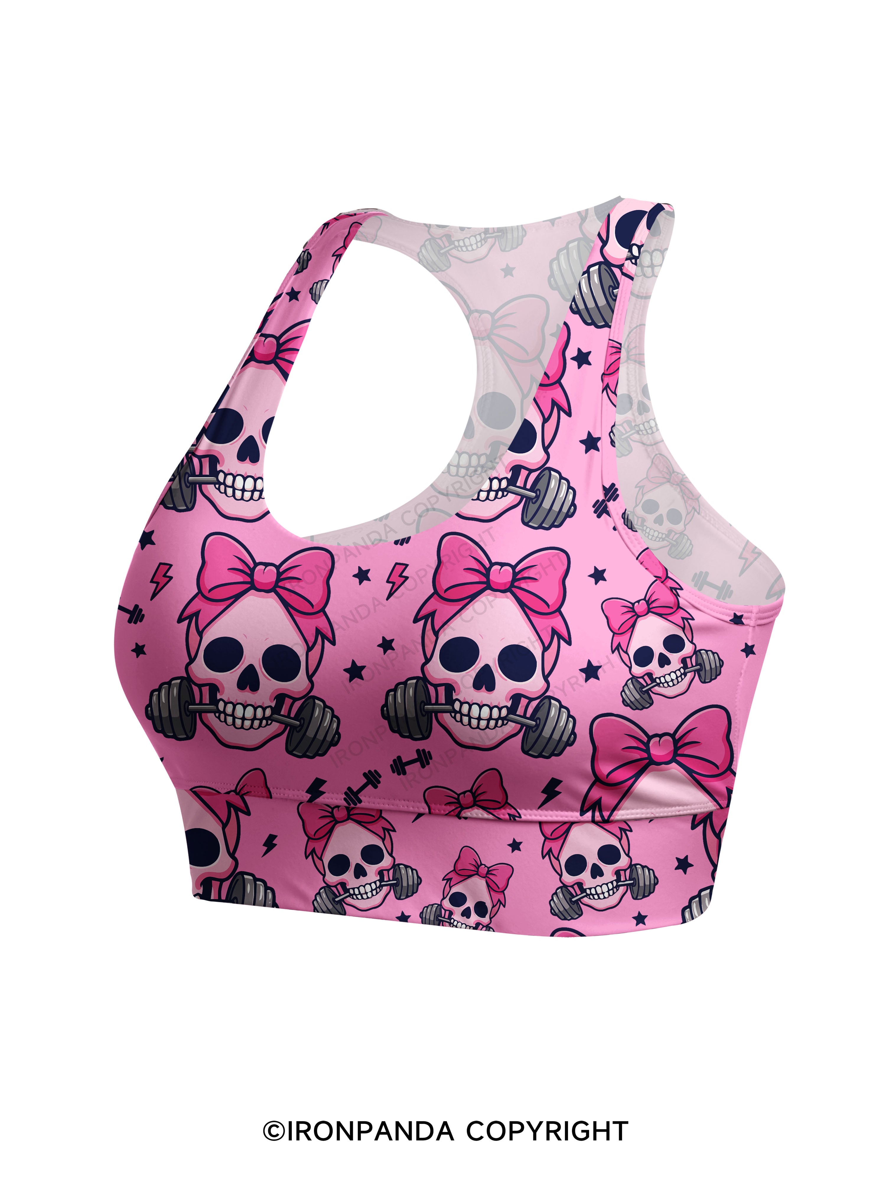 Girly Gym Skull Racerback Sports Bra
