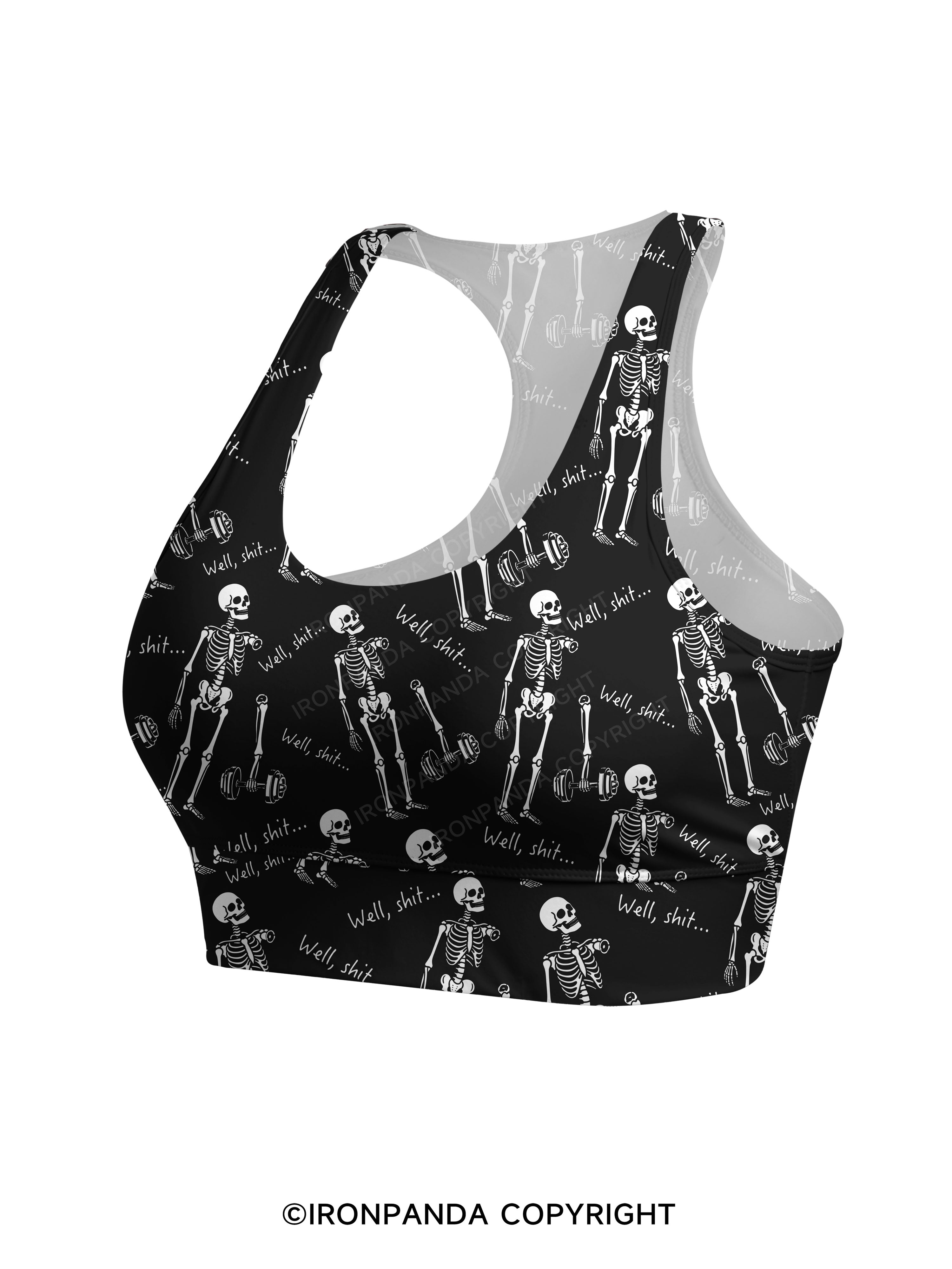 Well Shit Funny Skeleton Racerback Sports Bra