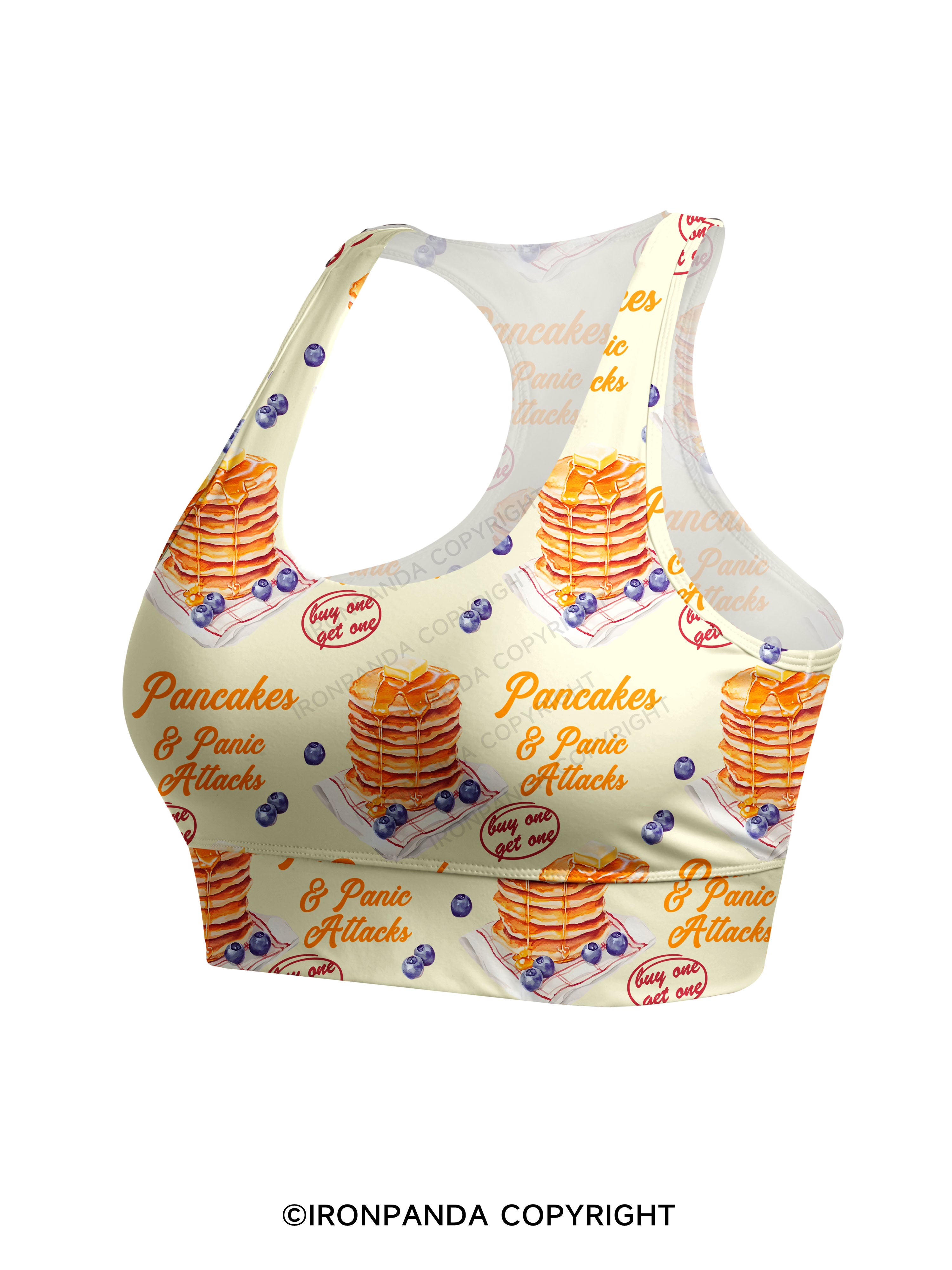 Pancakes & Panic Attacks Racerback Sports Bra