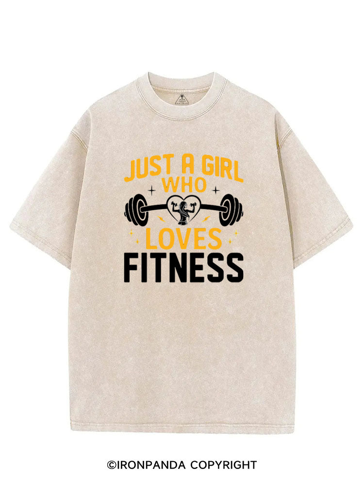 JUST A GIRL WHO LOVES FITNESS HEART VINTAGE GYM SHIRT