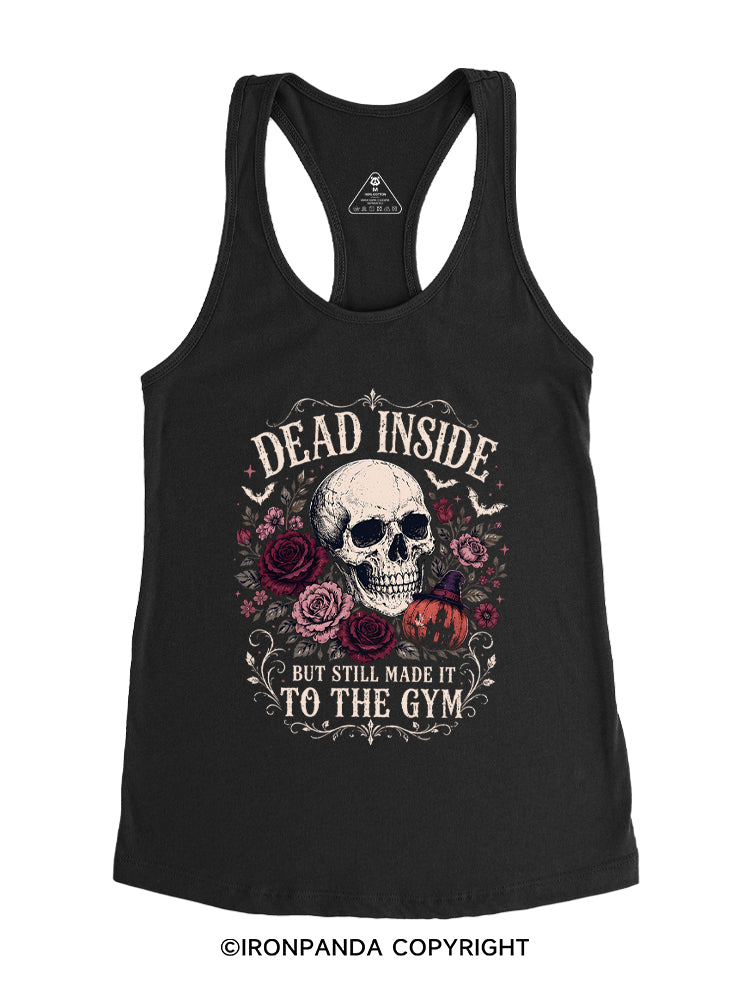 Dead Inside But Still Made It to the Gym Halloween Skeleton Gym Racerback Tank