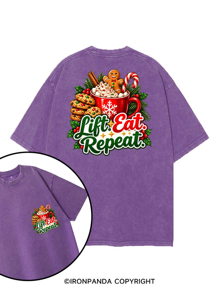 LIFT EAT REPEAT HOT COCOA & COOKIES printed Gym Shirt