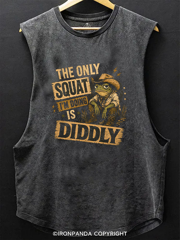 The Only Squat I'm Doing Is Diddly Funny Frog Cowboy Scoop Bottom Cotton Tank