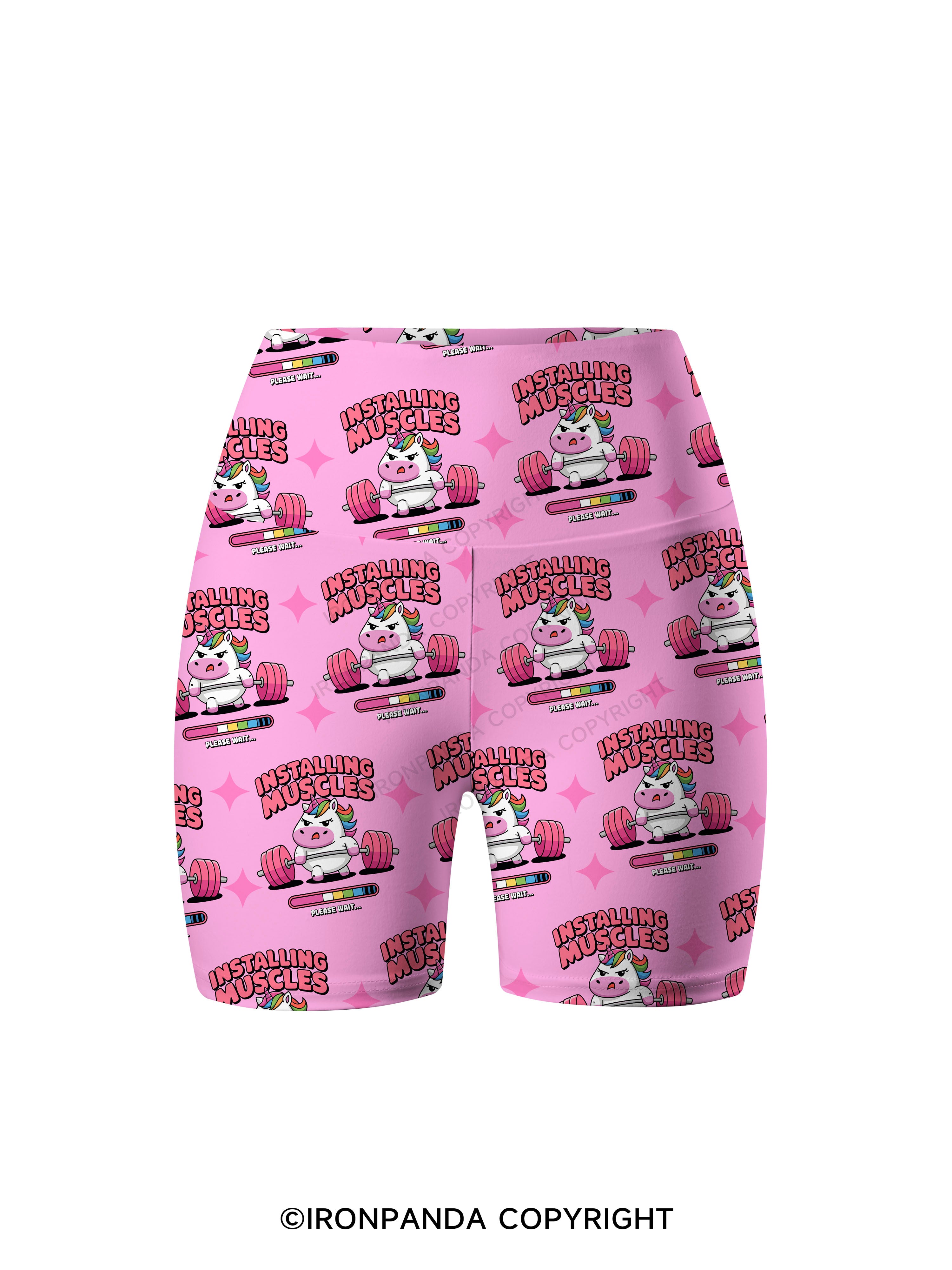 installing muscles unicorn Printed Yoga Cycling Shorts