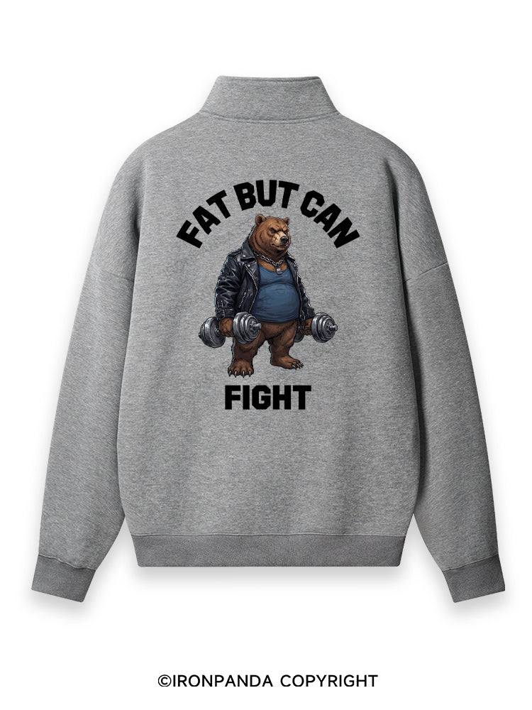 Fat But Can Fight Back Printed Quarter-Zip Fleece Sweatshirt