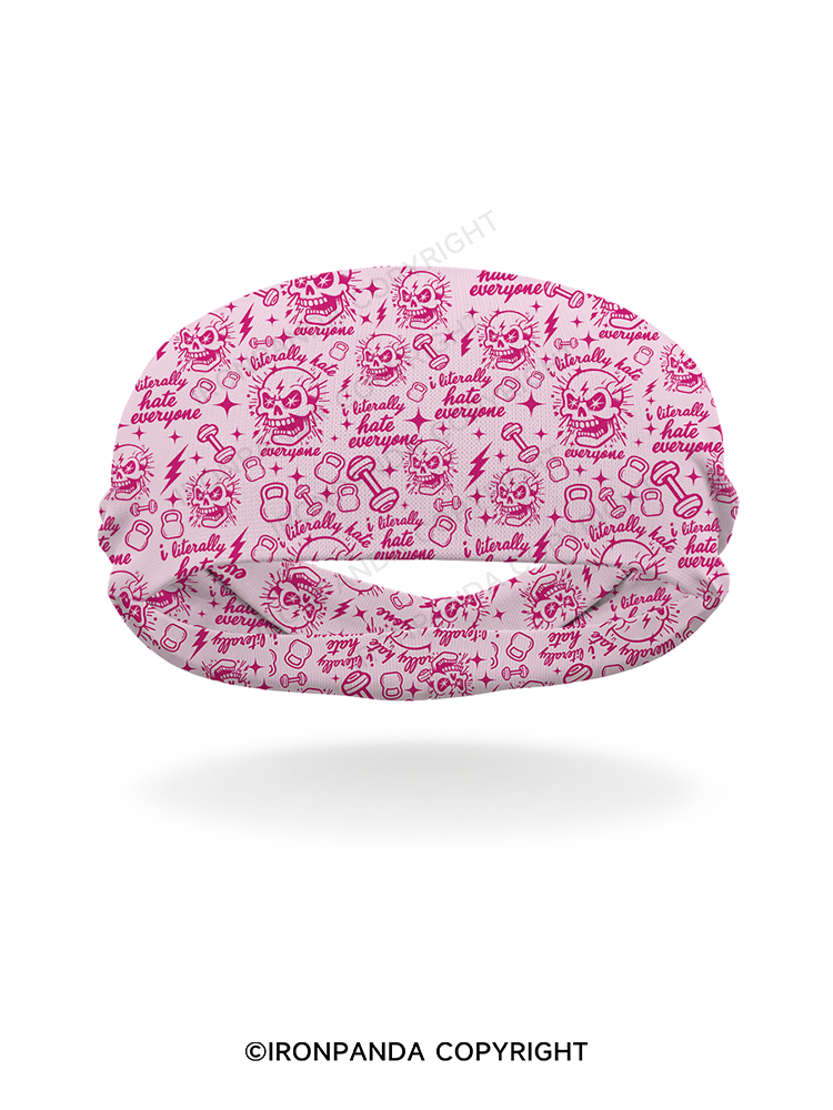 i literally hate everyone skeleton Gym Headbands