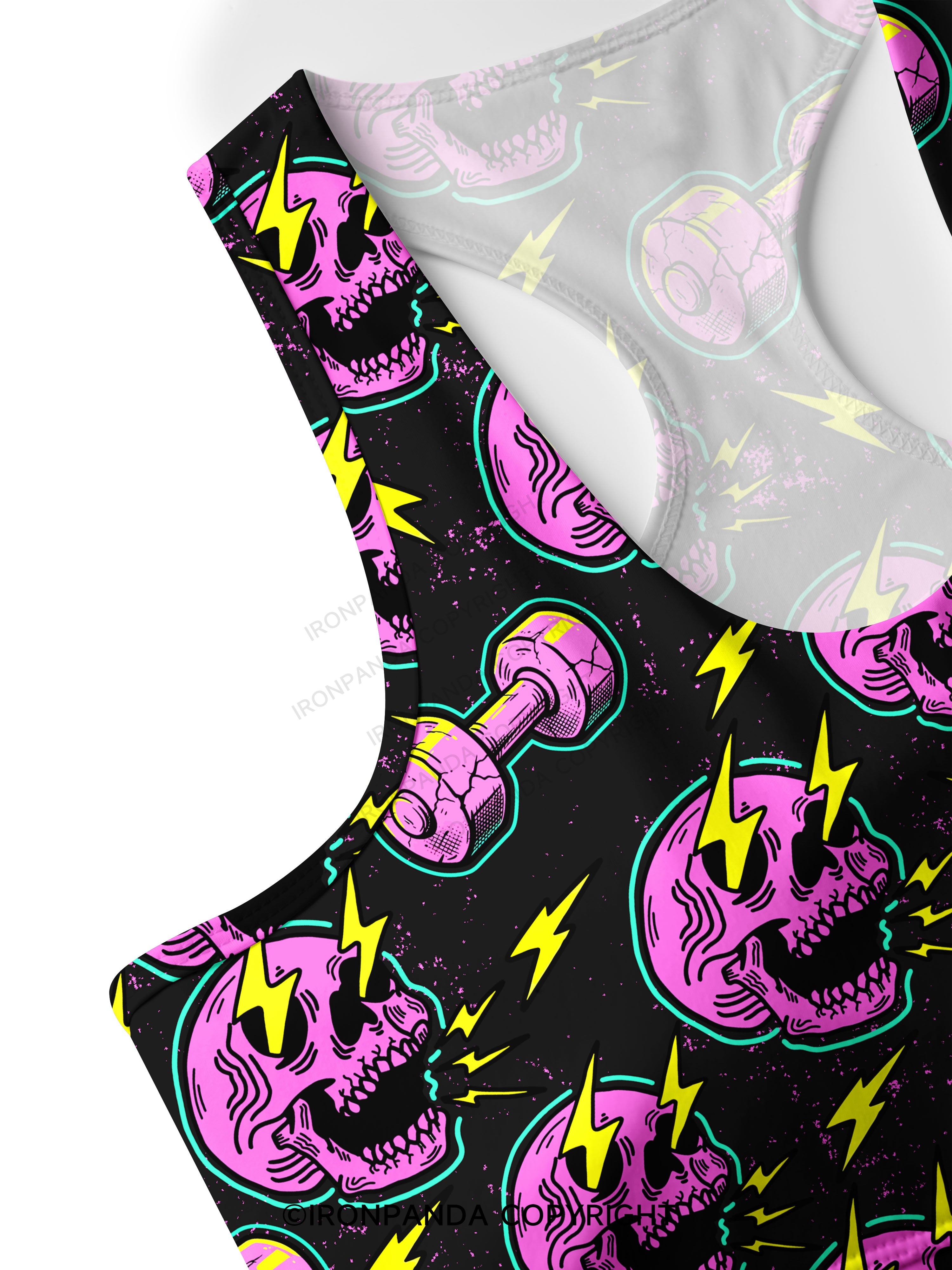 LIGHTNING SKELETON Racerback Sports Bra