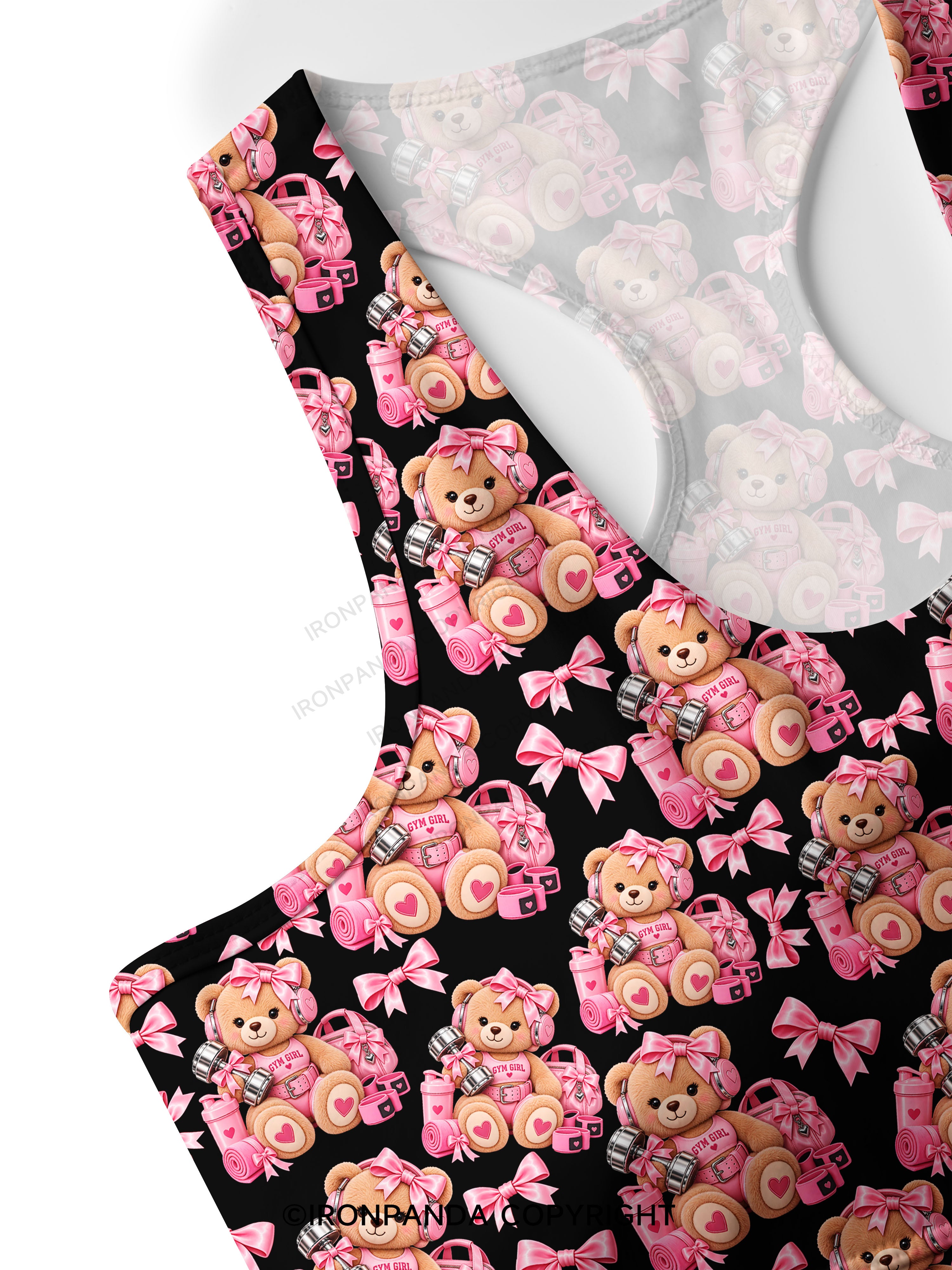 GYM GIRLIE TEDDY BEAR Racerback Sports Bra