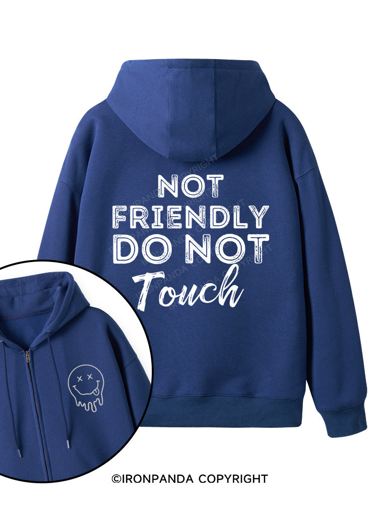 Not friendly, do not touch Double-Sided Printed Fleece Zip Up Hoodie