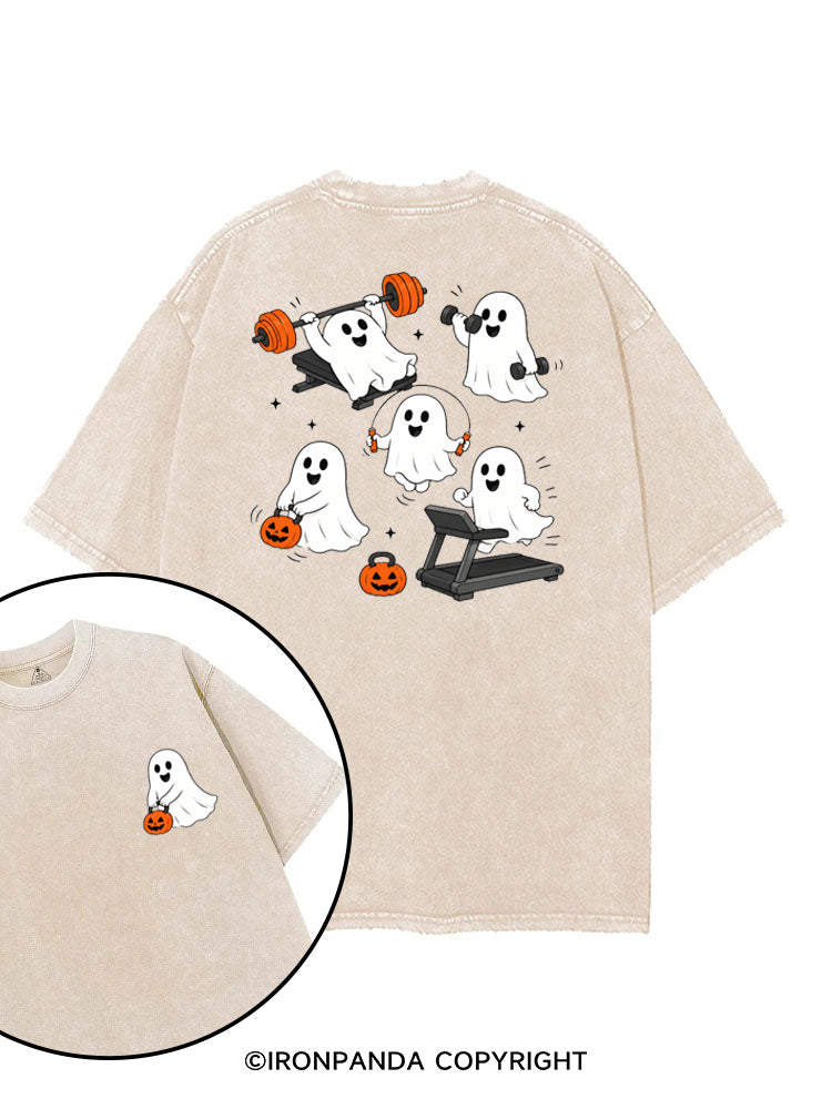 GHOST HALLOWEEN WORKOUT FITNESS printed Gym Shirt
