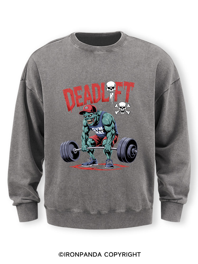 Zombie Funny Deadlift Washed Sweatshirt