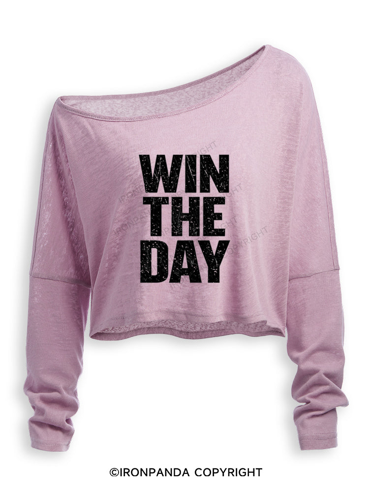 WIN THE DAY Off Shoulder Long Sleeve Crop Top