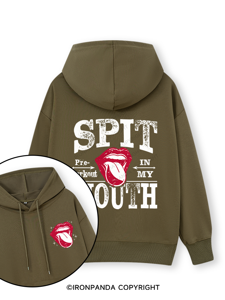 Spit Preworkout In My Mouth letter Double-Sided Printed Classic Gym Hoodie