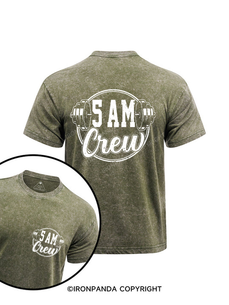 5 AM Crew Printed Washed Gym Shirt