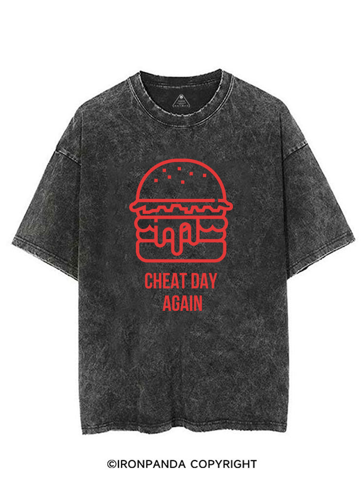 CHEAT DAY AGAIN HAMBURGER VINTAGE GYM SHIRT