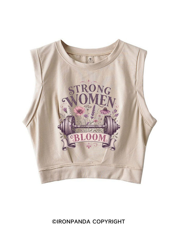 STRONG WOMEN BLOOM SLEEVELESS CROP TOPS