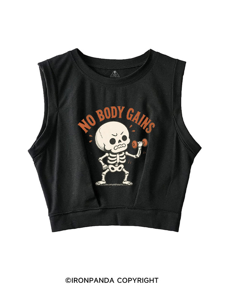 NO BODY GAINS SKELETON SLEEVELESS CROP TOPS