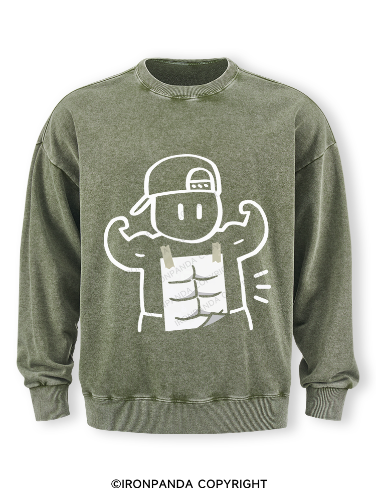 Look at my abs! Washed Sweatshirt