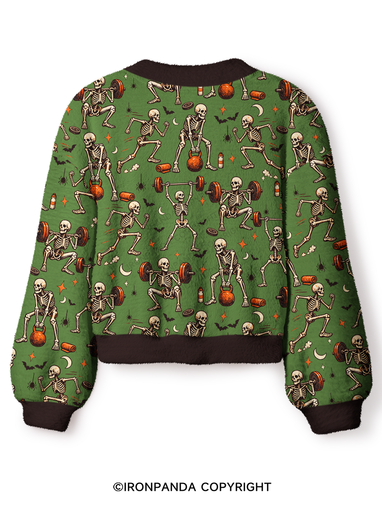 Skeleton Workout Crop Ugly Cardigan Sweater