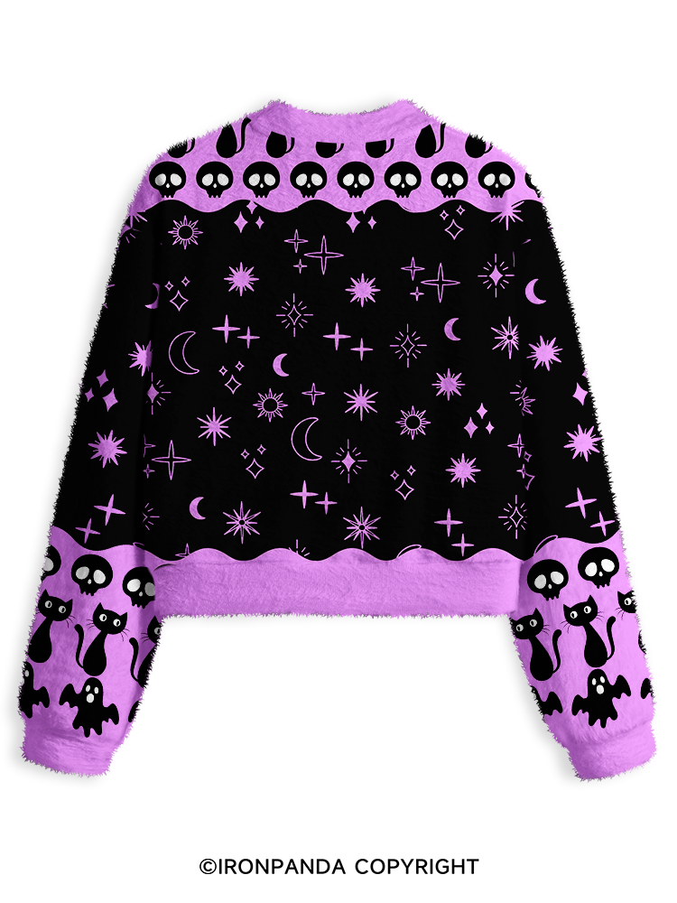 HANG IN THERE IT GETS WORSE Fuzzy Fleece Crop Sweater