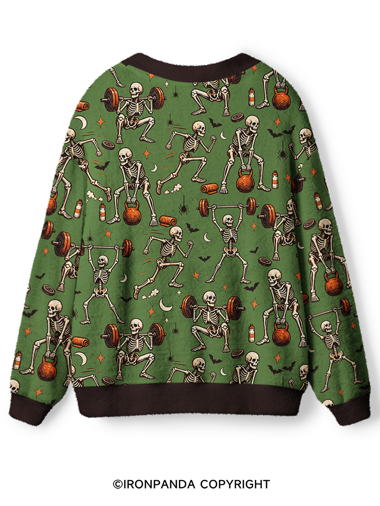 Skeleton Workout Ugly Cardigan Sweater