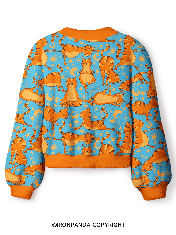 Yoga cats Crop Ugly Cardigan Sweater