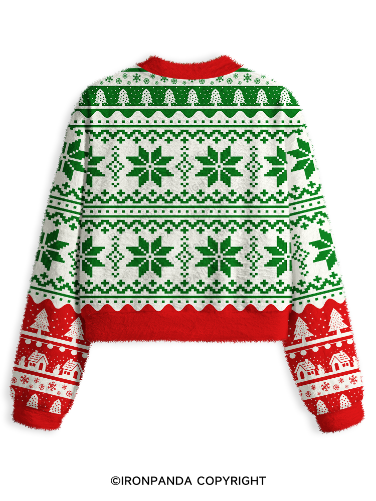 Funny Gingerbread Fitness Fuzzy Fleece Crop Sweater