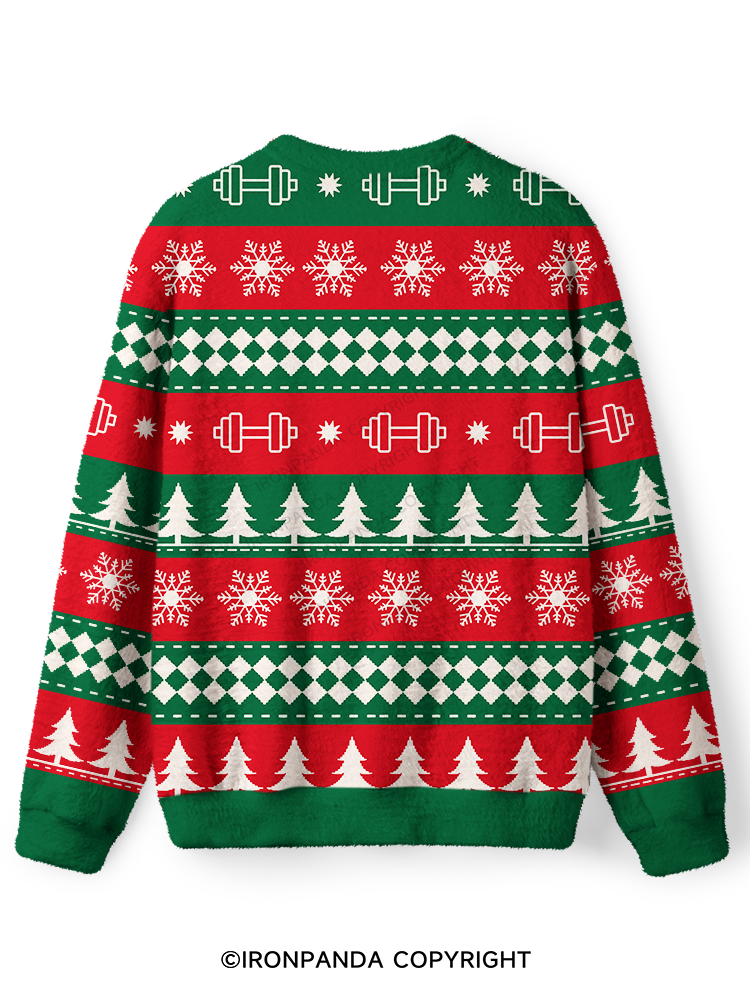 Christmas Elf Fitness Ugly Fuzzy Fleece Sweater