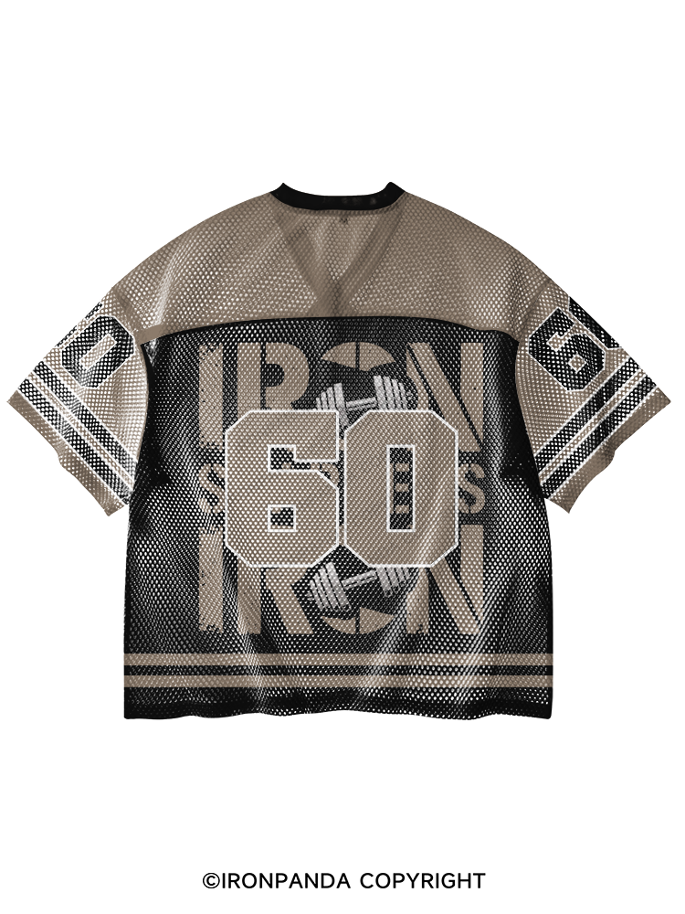 IRON SHARPENS V-Neck Open Hole Mesh Top